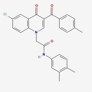 molecular formula C27H23ClN2O3 B2456456 2-(6-chloro-3-(4-methylbenzoyl)-4-oxoquinolin-1(4H)-yl)-N-(3,4-dimethylphenyl)acetamide CAS No. 895639-56-2