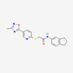 N-(2,3-dihydro-1H-inden-5-yl)-2-((5-(3-methyl-1,2,4-oxadiazol-5-yl)pyridin-2-yl)thio)acetamide