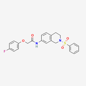 molecular formula C23H21FN2O4S B2456458 2-(4-fluorophenoxy)-N-(2-(phenylsulfonyl)-1,2,3,4-tetrahydroisoquinolin-7-yl)acetamide CAS No. 954613-51-5