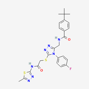 molecular formula C25H26FN7O2S2 B2456461 4-叔丁基-N-[[4-(4-氟苯基)-5-[2-[(5-甲基-1,3,4-噻二唑-2-基)氨基]-2-氧代乙基]硫代-1,2,4-三唑-3-基]甲基]苯甲酰胺 CAS No. 393870-73-0