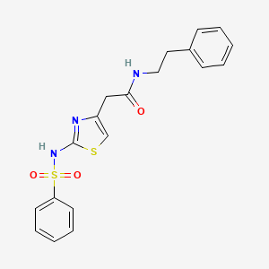 molecular formula C19H19N3O3S2 B2456466 N-phenethyl-2-(2-(phenylsulfonamido)thiazol-4-yl)acetamide CAS No. 922130-23-2