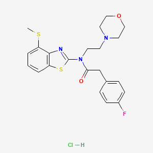 molecular formula C22H25ClFN3O2S2 B2456474 2-(4-fluorophenyl)-N-(4-(methylthio)benzo[d]thiazol-2-yl)-N-(2-morpholinoethyl)acetamide hydrochloride CAS No. 1327522-26-8