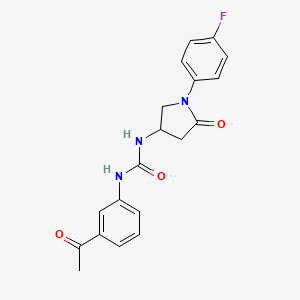 molecular formula C19H18FN3O3 B2456481 1-(3-Acetylphenyl)-3-[1-(4-fluorophenyl)-5-oxopyrrolidin-3-yl]urea CAS No. 891107-02-1