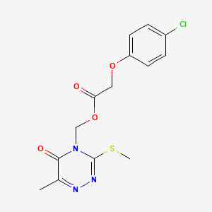 molecular formula C14H14ClN3O4S B2456487 (6-Methyl-3-methylsulfanyl-5-oxo-1,2,4-triazin-4-yl)methyl 2-(4-chlorophenoxy)acetate CAS No. 877648-41-4