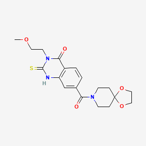 molecular formula C19H23N3O5S B2456491 7-(1,4-dioxa-8-azaspiro[4.5]decane-8-carbonyl)-3-(2-methoxyethyl)-2-sulfanylidene-1H-quinazolin-4-one CAS No. 451466-20-9