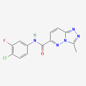 molecular formula C13H9ClFN5O B2456492 N-(4-Chloro-3-fluorophenyl)-3-methyl-[1,2,4]triazolo[4,3-b]pyridazine-6-carboxamide CAS No. 2415513-93-6