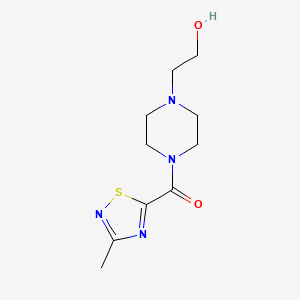 molecular formula C10H16N4O2S B2456501 (4-(2-Hydroxyethyl)piperazin-1-yl)(3-methyl-1,2,4-thiadiazol-5-yl)methanone CAS No. 1448059-93-5