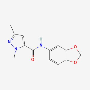 molecular formula C13H13N3O3 B2456504 N-(benzo[d][1,3]dioxol-5-yl)-1,3-dimethyl-1H-pyrazole-5-carboxamide CAS No. 1013798-07-6