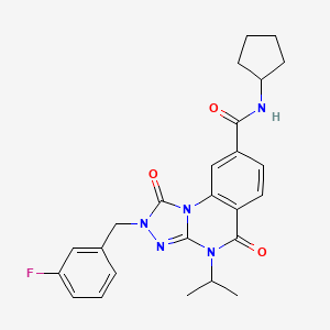 N-cyclopentyl-2-(3-fluorobenzyl)-4-isopropyl-1,5-dioxo-1,2,4,5-tetrahydro-[1,2,4]triazolo[4,3-a]quinazoline-8-carboxamide