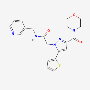 molecular formula C20H21N5O3S B2456517 2-(3-(morpholine-4-carbonyl)-5-(thiophen-2-yl)-1H-pyrazol-1-yl)-N-(pyridin-3-ylmethyl)acetamide CAS No. 1170244-46-8