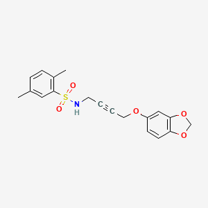 molecular formula C19H19NO5S B2456527 N-(4-(benzo[d][1,3]dioxol-5-yloxy)but-2-yn-1-yl)-2,5-dimethylbenzenesulfonamide CAS No. 1448030-15-6
