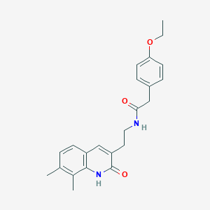 molecular formula C23H26N2O3 B2456530 N-[2-(7,8-dimethyl-2-oxo-1H-quinolin-3-yl)ethyl]-2-(4-ethoxyphenyl)acetamide CAS No. 851408-34-9