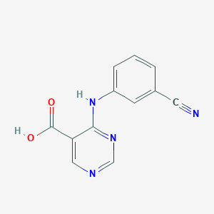molecular formula C12H8N4O2 B2456534 4-(3-Cyanoanilino)pyrimidine-5-carboxylic acid CAS No. 1507757-55-2