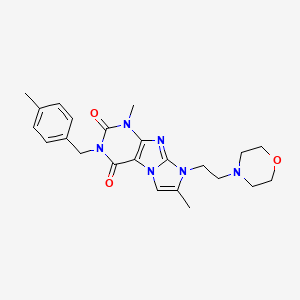 molecular formula C23H28N6O3 B2456543 1,7-dimethyl-3-(4-methylbenzyl)-8-(2-morpholinoethyl)-1H-imidazo[2,1-f]purine-2,4(3H,8H)-dione CAS No. 919008-55-2