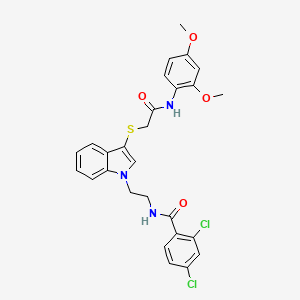 molecular formula C27H25Cl2N3O4S B2456545 2,4-dichloro-N-(2-(3-((2-((2,4-dimethoxyphenyl)amino)-2-oxoethyl)thio)-1H-indol-1-yl)ethyl)benzamide CAS No. 532975-76-1