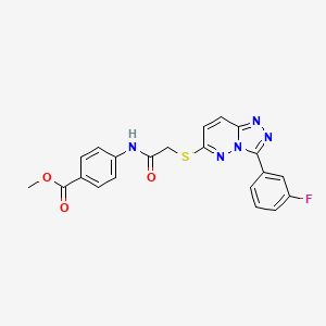 molecular formula C21H16FN5O3S B2456556 Methyl 4-(2-((3-(3-fluorophenyl)-[1,2,4]triazolo[4,3-b]pyridazin-6-yl)thio)acetamido)benzoate CAS No. 852374-86-8