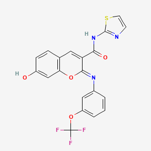 molecular formula C20H12F3N3O4S B2456582 (2Z)-7-hydroxy-N-(1,3-thiazol-2-yl)-2-{[3-(trifluoromethoxy)phenyl]imino}-2H-chromene-3-carboxamide CAS No. 1327186-61-7