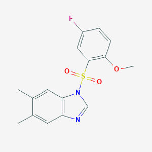 molecular formula C16H15FN2O3S B245659 1-[(5-fluoro-2-methoxyphenyl)sulfonyl]-5,6-dimethyl-1H-benzimidazole 