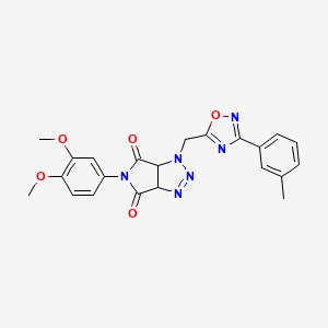 molecular formula C22H20N6O5 B2456592 5-(3,4-dimethoxyphenyl)-1-((3-(m-tolyl)-1,2,4-oxadiazol-5-yl)methyl)-1,6a-dihydropyrrolo[3,4-d][1,2,3]triazole-4,6(3aH,5H)-dione CAS No. 1207020-18-5