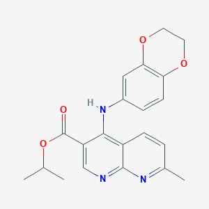 molecular formula C21H21N3O4 B2456597 4-Methyl-1-(4-{[1-(3-methylbutanoyl)piperidin-4-yl]methoxy}benzoyl)piperidine CAS No. 1251569-10-4