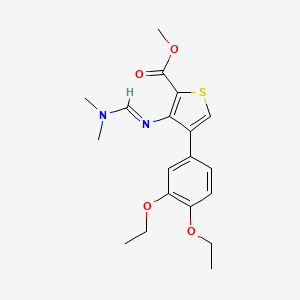 molecular formula C19H24N2O4S B2456599 methyl 4-(3,4-diethoxyphenyl)-3-{[(1E)-(dimethylamino)methylene]amino}thiophene-2-carboxylate CAS No. 1785923-96-7