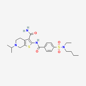 molecular formula C24H34N4O4S2 B2456600 2-[(4-{[Butyl(ethyl)amino]sulfonyl}benzoyl)amino]-6-isopropyl-4,5,6,7-tetrahydrothieno[2,3-c]pyridine-3-carboxamide CAS No. 449768-51-8