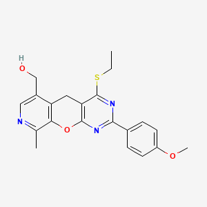 [7-(Ethylsulfanyl)-5-(4-methoxyphenyl)-14-methyl-2-oxa-4,6,13-triazatricyclo[8.4.0.0^{3,8}]tetradeca-1(10),3(8),4,6,11,13-hexaen-11-yl]methanol