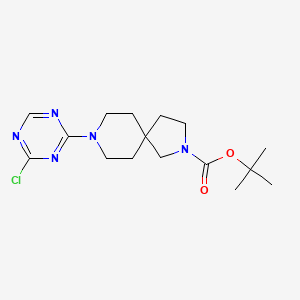 molecular formula C16H24ClN5O2 B2456605 Tert-butyl 8-(4-chloro-1,3,5-triazin-2-yl)-2,8-diazaspiro[4.5]decane-2-carboxylate CAS No. 2378502-23-7