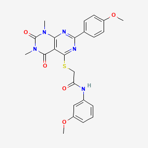 molecular formula C24H23N5O5S B2456606 N-(3-methoxyphenyl)-2-((2-(4-methoxyphenyl)-6,8-dimethyl-5,7-dioxo-5,6,7,8-tetrahydropyrimido[4,5-d]pyrimidin-4-yl)thio)acetamide CAS No. 852168-47-9