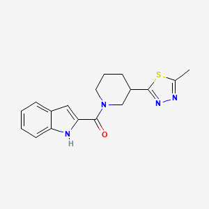 molecular formula C17H18N4OS B2456607 (1H-indol-2-yl)(3-(5-methyl-1,3,4-thiadiazol-2-yl)piperidin-1-yl)methanone CAS No. 1219904-15-0
