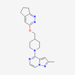 molecular formula C20H24N6O B2456612 4-[4-(6,7-Dihydro-5H-cyclopenta[c]pyridazin-3-yloxymethyl)piperidin-1-yl]-2-methylpyrazolo[1,5-a]pyrazine CAS No. 2310208-36-5