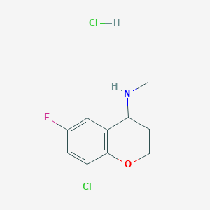 molecular formula C10H12Cl2FNO B2456614 8-Chloro-6-fluoro-N-methyl-3,4-dihydro-2H-chromen-4-amine;hydrochloride CAS No. 2418708-52-6