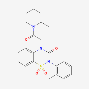 molecular formula C23H27N3O4S B2456628 2-(2,6-二甲苯基)-4-(2-(2-甲基哌啶-1-基)-2-氧代乙基)-2H-苯并[e][1,2,4]噻二嗪-3(4H)-酮 1,1-二氧化物 CAS No. 941929-64-2