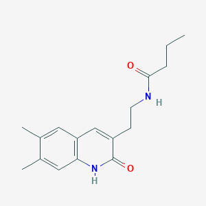 molecular formula C17H22N2O2 B2456631 N-(2-(6,7-dimethyl-2-oxo-1,2-dihydroquinolin-3-yl)ethyl)butyramide CAS No. 851096-08-7