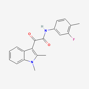 molecular formula C19H17FN2O2 B2456632 2-(1,2-dimethyl-1H-indol-3-yl)-N-(3-fluoro-4-methylphenyl)-2-oxoacetamide CAS No. 862831-78-5