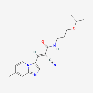 molecular formula C18H22N4O2 B2456642 (E)-2-Cyano-3-(7-methylimidazo[1,2-a]pyridin-3-yl)-N-(3-propan-2-yloxypropyl)prop-2-enamide CAS No. 1436371-05-9