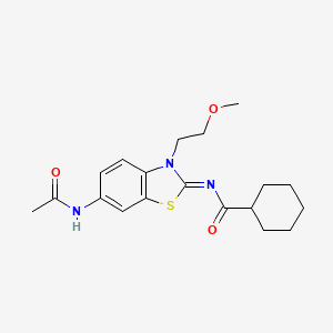 N-[6-acetamido-3-(2-methoxyethyl)-1,3-benzothiazol-2-ylidene]cyclohexanecarboxamide