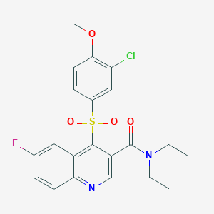 molecular formula C21H20ClFN2O4S B2456654 4-((3-chloro-4-methoxyphenyl)sulfonyl)-N,N-diethyl-6-fluoroquinoline-3-carboxamide CAS No. 1111032-68-8