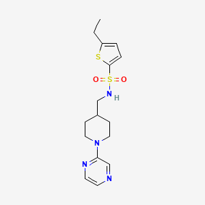 molecular formula C16H22N4O2S2 B2456656 5-ethyl-N-((1-(pyrazin-2-yl)piperidin-4-yl)methyl)thiophene-2-sulfonamide CAS No. 1448123-36-1