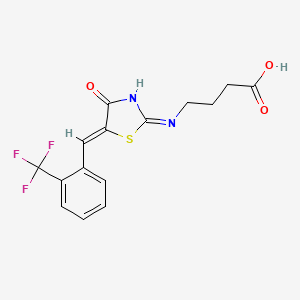 4-{[4-oxo-5-{(Z)-[2-(trifluoromethyl)phenyl]methylidene}-1,3-thiazol-2(4H)-yl]amino}butanoic acid