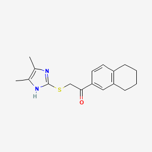 molecular formula C17H20N2OS B2456667 2-((4,5-Dimethyl-1H-imidazol-2-yl)thio)-1-(5,6,7,8-tetrahydronaphthalen-2-yl)ethanone CAS No. 1417360-62-3
