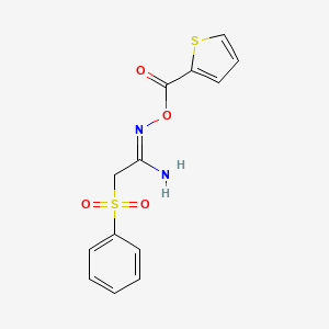 molecular formula C13H12N2O4S2 B2456669 2-(phenylsulfonyl)-N'-[(2-thienylcarbonyl)oxy]ethanimidamide CAS No. 672925-61-0