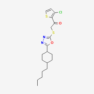 molecular formula C19H25ClN2O2S2 B2456676 1-(3-Chloro-2-thienyl)-2-{[5-(4-pentylcyclohexyl)-1,3,4-oxadiazol-2-yl]sulfanyl}-1-ethanone CAS No. 860611-05-8