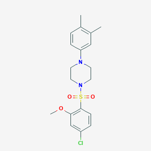 molecular formula C19H23ClN2O3S B245668 1-[(4-Chloro-2-methoxyphenyl)sulfonyl]-4-(3,4-dimethylphenyl)piperazine 