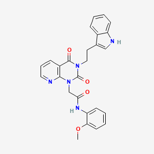 molecular formula C26H23N5O4 B2456683 2-[3-[2-(1H-indol-3-yl)ethyl]-2,4-dioxo-3,4-dihydropyrido[2,3-d]pyrimidin-1(2H)-yl]-N-(2-methoxyphenyl)acetamide CAS No. 902921-60-2