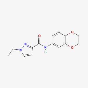 molecular formula C14H15N3O3 B2456690 N-(2,3-dihydro-1,4-benzodioxin-6-yl)-1-ethylpyrazole-3-carboxamide CAS No. 492423-53-7