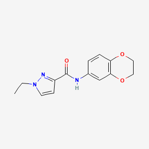 molecular formula C14H15N3O3 B2456690 N-(2,3-dihydro-1,4-benzodioxin-6-yl)-1-ethyl-1H-pyrazole-3-carboxamide CAS No. 492423-53-7