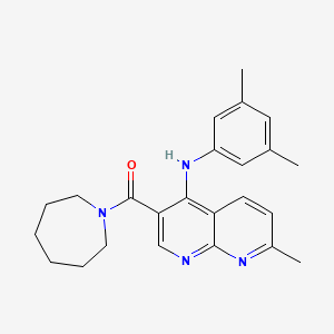 molecular formula C24H28N4O B2456704 3-(氮杂环戊-1-基羰基)-N-(3,5-二甲基苯基)-7-甲基-1,8-萘啶-4-胺 CAS No. 1251543-13-1