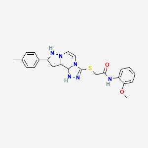 molecular formula C23H20N6O2S B2456710 N-(2-methoxyphenyl)-2-{[11-(4-methylphenyl)-3,4,6,9,10-pentaazatricyclo[7.3.0.0^{2,6}]dodeca-1(12),2,4,7,10-pentaen-5-yl]sulfanyl}acetamide CAS No. 1223792-95-7