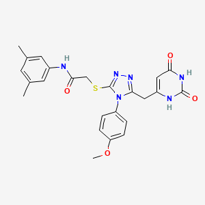 molecular formula C24H24N6O4S B2456712 N-(3,5-dimethylphenyl)-2-((5-((2,6-dioxo-1,2,3,6-tetrahydropyrimidin-4-yl)methyl)-4-(4-methoxyphenyl)-4H-1,2,4-triazol-3-yl)thio)acetamide CAS No. 852152-94-4
